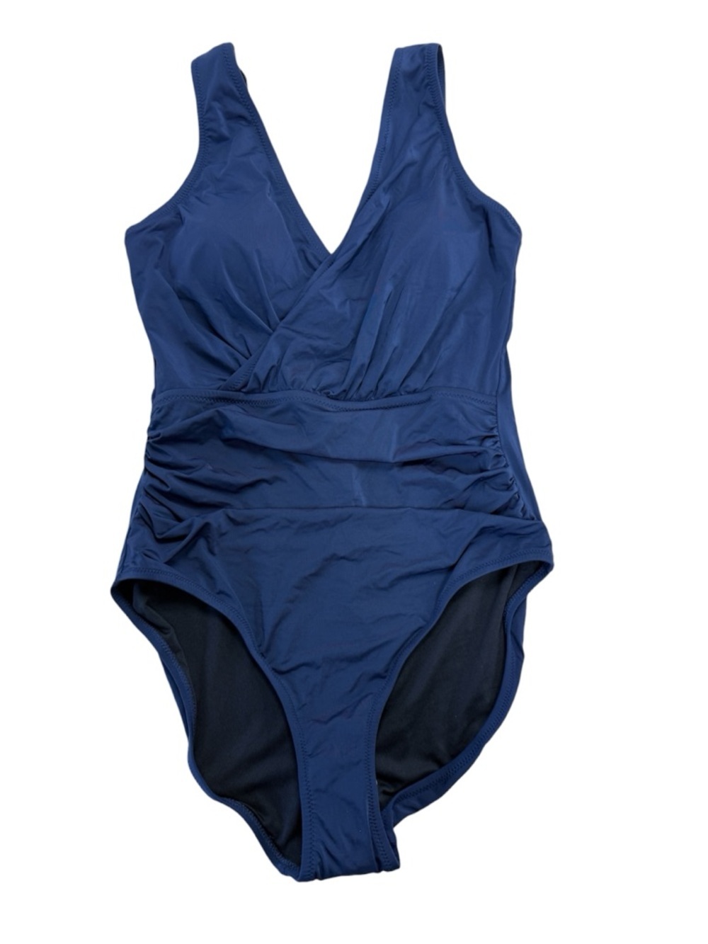 NWT Garnet Hill Ruched Slimming V-Neck One Piece Swimsuit Women's Size 6